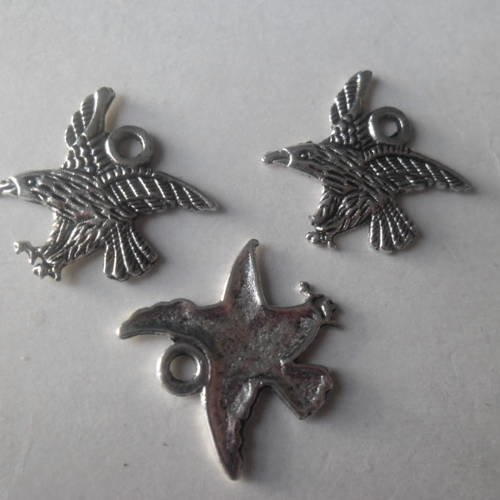 X 2 pendentifs aigle en alliage de zinc argent tibétain 21,5 x 21,5 x 1,5 mm