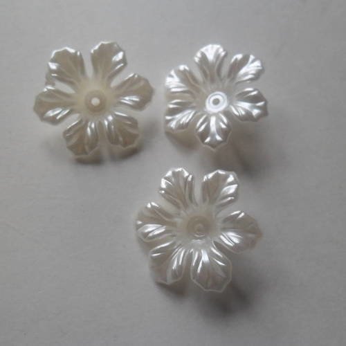 X 10 perles intercalaires spacer fleur beige satiné en acrylique 27  mm de diamètre
