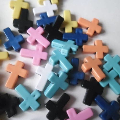 X 10 mixte perles acrylique en forme de croix 16 x 12 mm