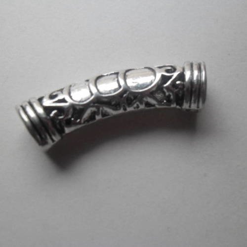 X 2 perles intercalaires à motif en métal argenté 4 x 1,1 cm