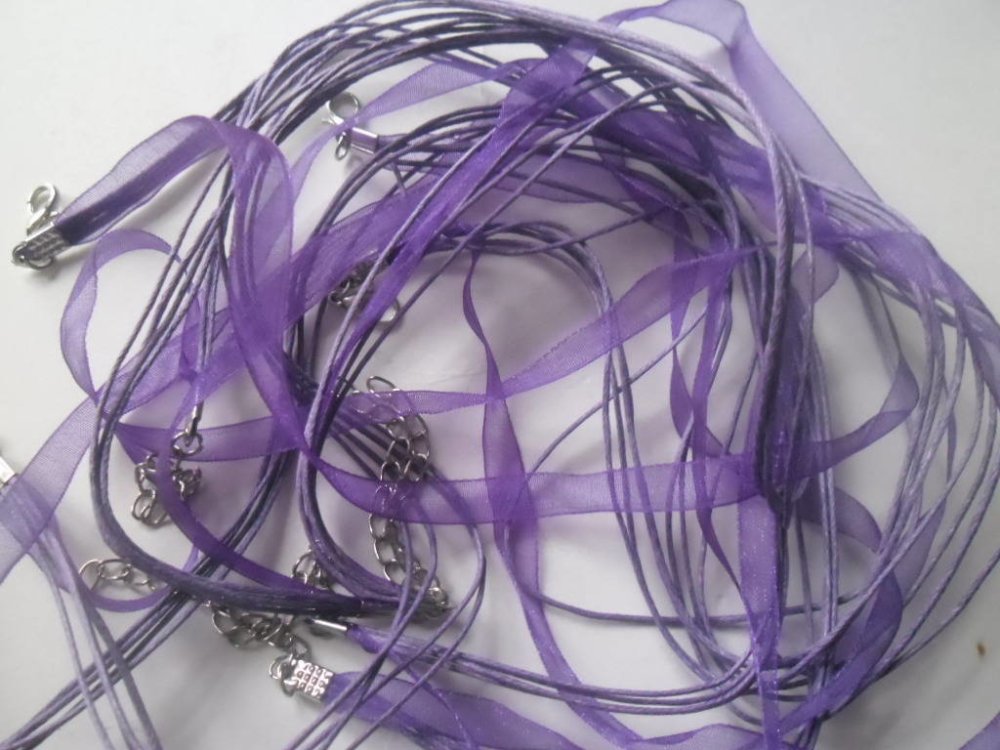 Coloris  Collier en organza à fermoir mousqueton pour fabrication de bijoux violet  Lot de 20 rubans CKB Ltd 