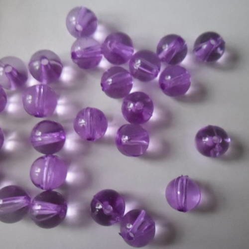 20 perles intercalaires acrylique violet ronde 8 mm