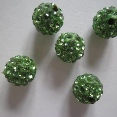 10 vrais perles de samballa cristal de couleur verte 10 mm 