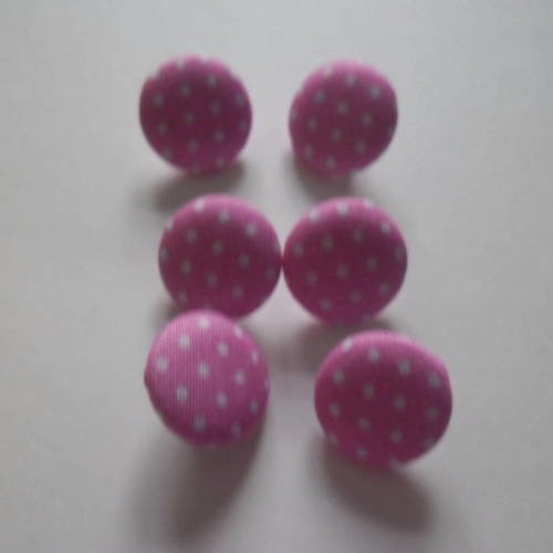 1 lot de 10 boutons acrylique couvert de tissu rose à pois blanc bombé 17 mm 