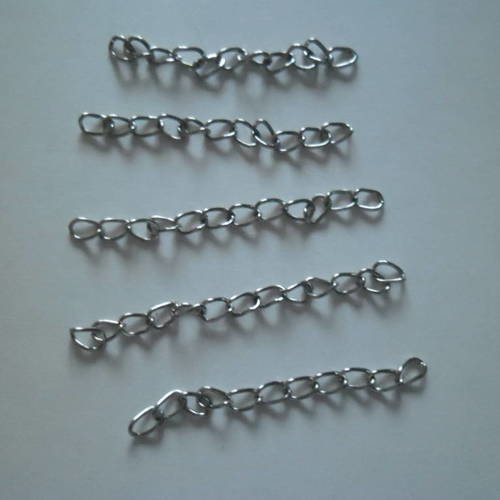 Lot de 10 chaînettes d'extension métal vieilli 50 x 3 mm 