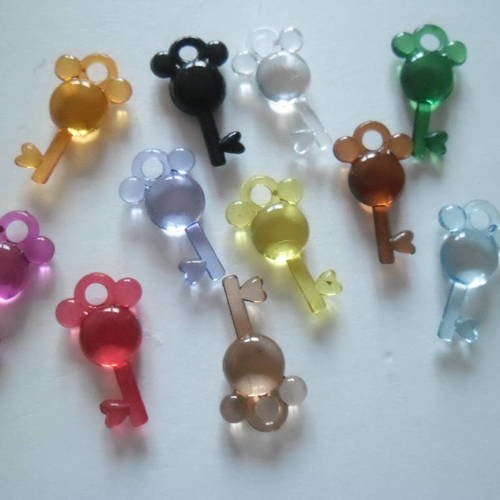 10 mixte pendentifs breloques clefs acrylique transparente 22 x 13 mm