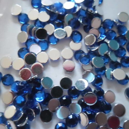 100 demi strass bleu marin brillant pour embellissement 4 mm