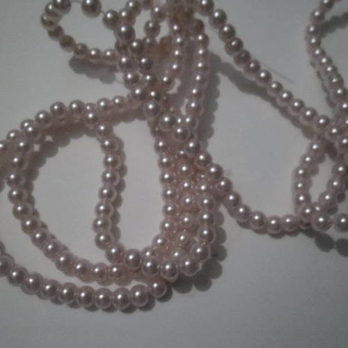 20 perles en verre de couleur rose nacré de 5 mm de diamètre