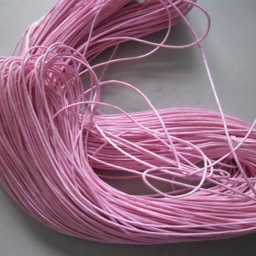 5 mètres de fil cordon ciré rose 1 mm