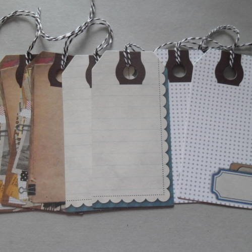 6 étiquettes cadeaux toga en papier cartonné avec cordon 9 x 4,5 cm