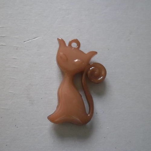 2 pendentifs breloque chat marron acrylique 4,2 x 2,6 cm 