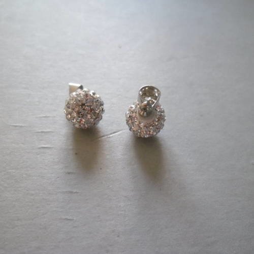 1 pendentif strass rond pavé blanc 18 x 10 mm 
