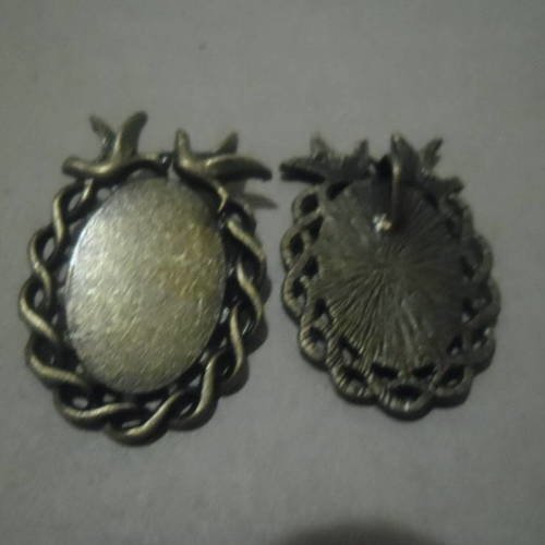 1 support de camée ovale argenté tibétain bronze 3,5 x 2,5 