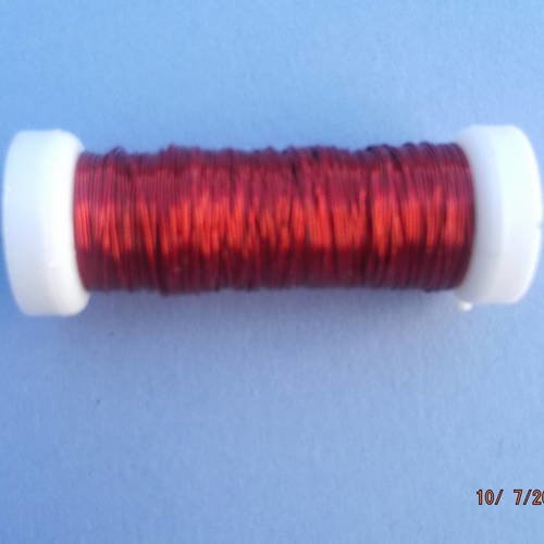 1 bobine de fil métal rouge de 15 mètres et 0,5 mm d'épaisseur 
