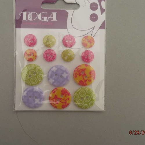 14 boutons toga de différents modèles et couleurs 17-10 mm 