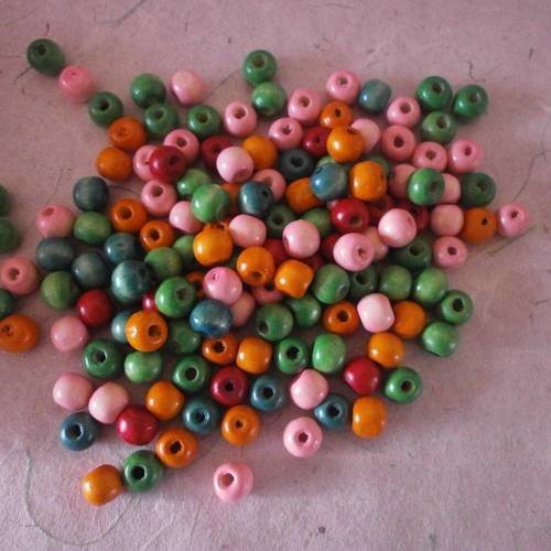 Lot de 50 perles intercalaires en bois teint de différentes couleurs 