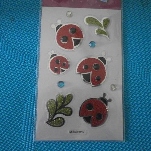 Lot de stickers coccinelles scintillantes avec strass 