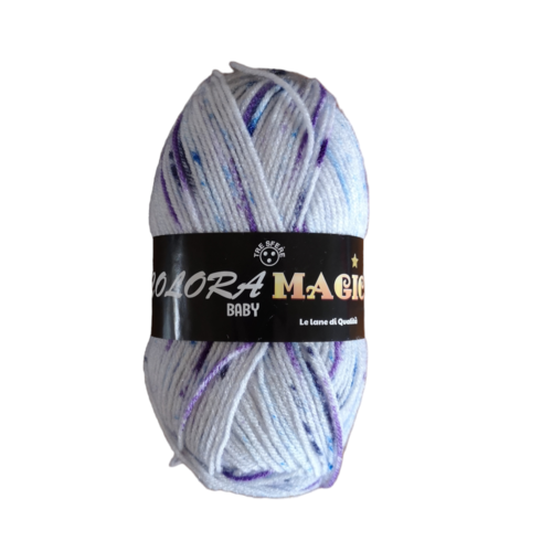 Pelote laine colora magic azzurro lilla mix