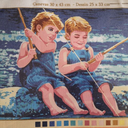 Canevas les enfants pêcheurs