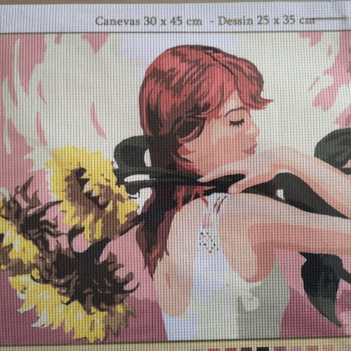 Canevas la fille aux tournesols