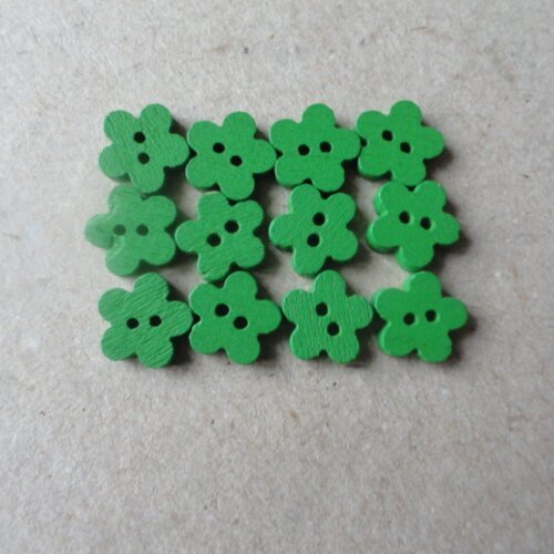 Boutons petites fleurs en bois vert