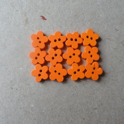 Boutons petites fleurs en bois orange