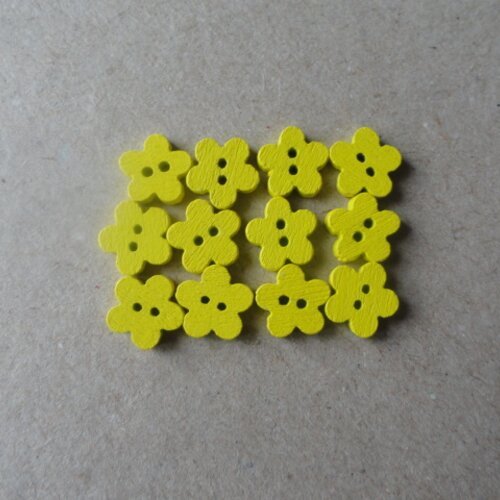 Boutons petites fleurs en bois jaune