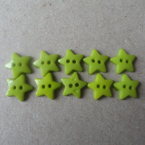 Boutons petites étoiles vert anis, + 2 offerts