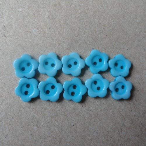 Boutons mini fleurs turquoise 10mm + 2 offerts