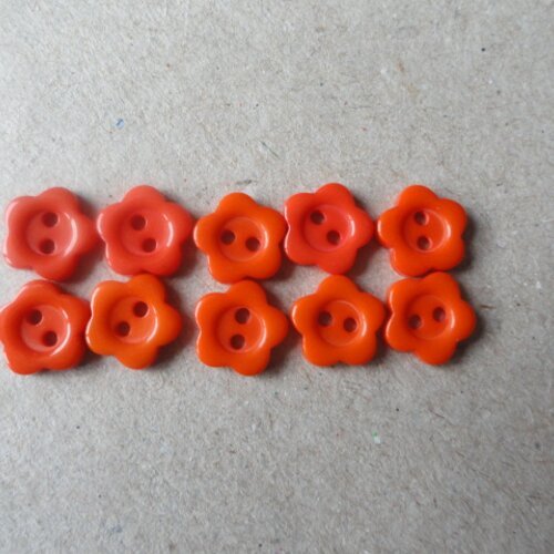 Boutons mini fleurs orange10mm + 2 offerts
