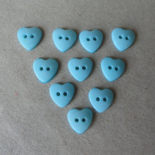 Boutons petits coeurs turquoise, + 2 offerts