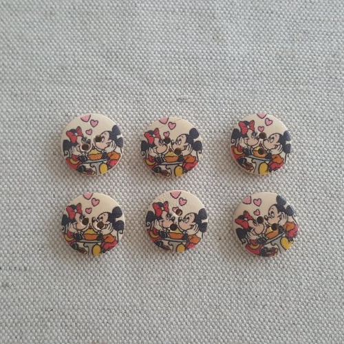 Lot 6 boutons en bois fantaisie