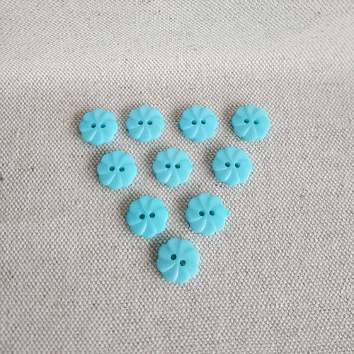 Boutons fleurs turquoise 12mm