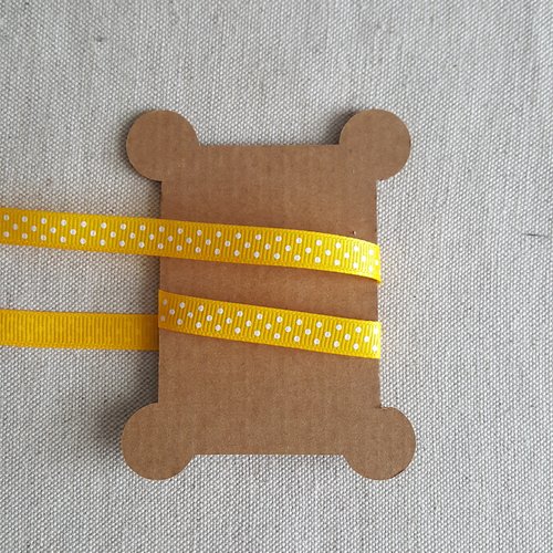 Ruban pois 10mm  jaune ocre pois blanc