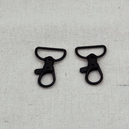 Mousqueton en métal pivotant 20 mm noir mat. lot de deux