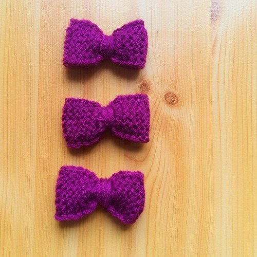 Noeud de couleur violet en laine x3