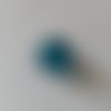 Perle feuille d'argent ronde 15 mm bleu x 4