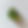 Perle olive feuille d'argent 19x14 mm couleur vert transparent décor blanc x 1