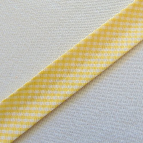 Biais vichy, jaune, largeur 20 mm, vendu au mètre (bi-19020)