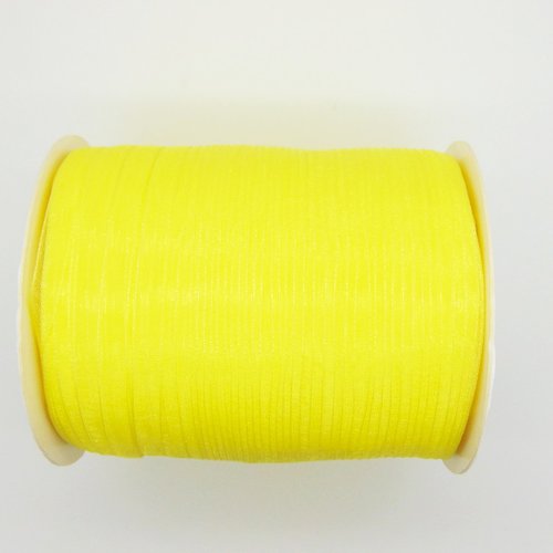 Ruban organza, jaune, largeur 6 mm, vendu par lot de 10 mètres (o-016)