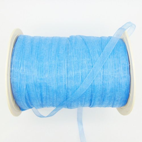 Ruban organza, bleu azur, largeur 6 mm, vendu par lot de 10 mètres (o-040)