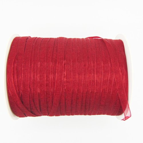 Ruban organza, rouge foncé, largeur 6 mm, vendu par lot de 10 mètres (o-048)