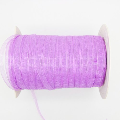 Ruban organza, violet, largeur 6 mm, vendu par lot de 10 mètres (o-045)