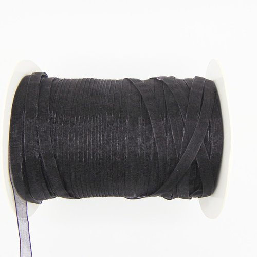 Ruban organza, noir, largeur 6 mm, vendu par lot de 10 mètres (o-039)