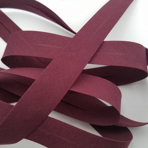 Biais unis, bordeaux, largeur 20 mm, vendu au mètre (bi-p043)