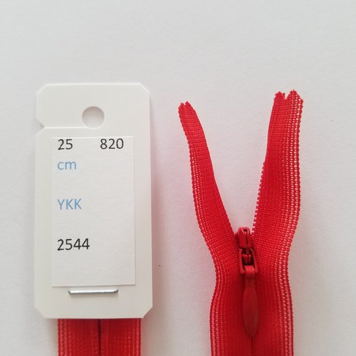 Fermeture éclair, nylon, invisible, rouge, longueurs de 22 à 60 cm (y-820)