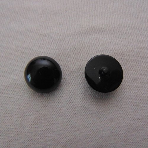 Bouton noir, demie-boule, diamètres de 11 à 20 mm, vendu par lot de 4 boutons (bo-0143)