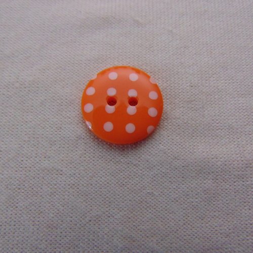 Bouton orange à pois blanc, diamètres 15 et 20 mm, vendu par lot de 4 boutons (bo-2357)