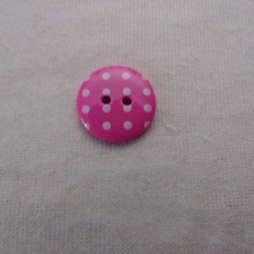 Bouton rose à pois blanc, diamètres 15 et 20 mm, vendu par lot de 4 boutons (bo-2357)