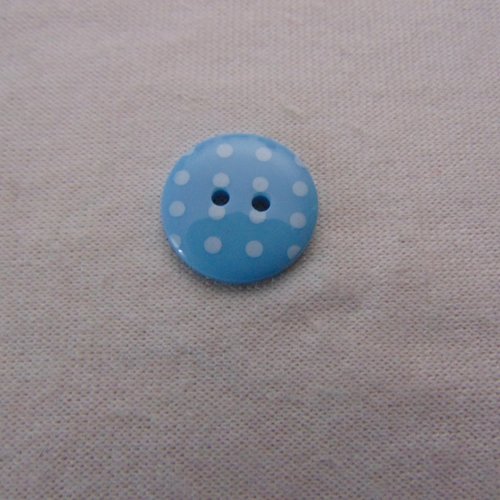 Bouton bleu ciel à pois blanc, diamètres 15 et 20 mm, vendu par lot de 4 boutons (bo-2357)